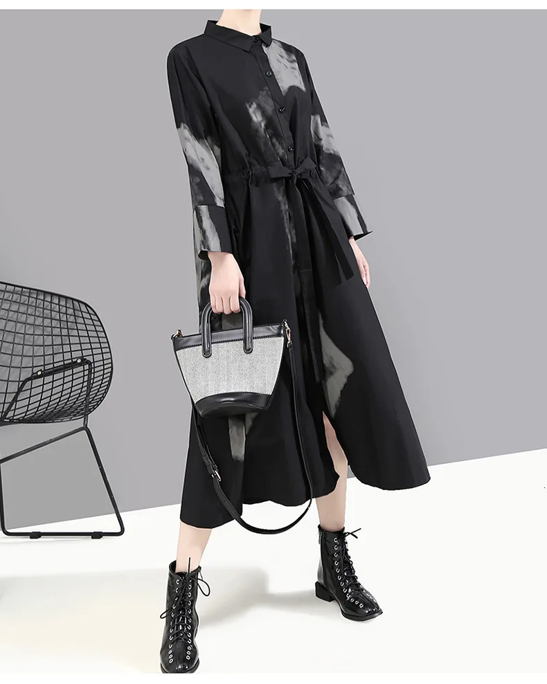 New Fashion Style Black Print Hit Color Vintage Dress Fashion Nova Clothing