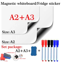 Tableau blanc magnétique effaçable à sec, 2 pièces, tampon magnétique Flexible pour réfrigérateur, maison, bureau, cuisine, tableau Message scolaire 