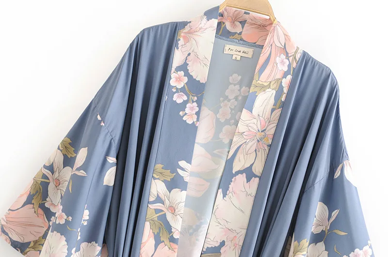 Для женщин пляжное кимоно кардиган богемский Цветочный принт свободный халат женский Повседневное пляжные кимоно для вечеринок Femme Сарафан