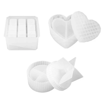 

Crystal Epoxy Resin Mold Round 9-Slot Heart Shape Jewelry Box Casting Silicone Mould DIY Crafts Making Tool
