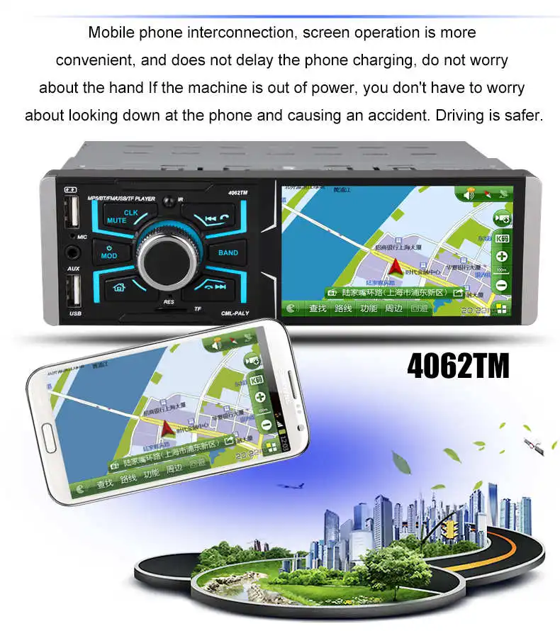 4,1 дюймов HD автомобильный стерео радио MP5 MP4 плеер 4062TM сенсорный экран bluetooth FM TF AUX автомобильные мониторы Поддержка камеры заднего хода