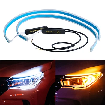 

2x Ultrafine Cars DRL LED Daytime Running Lights White Turn Signal Yellow Guide Strip for Headlight Assembly Drop Shipping