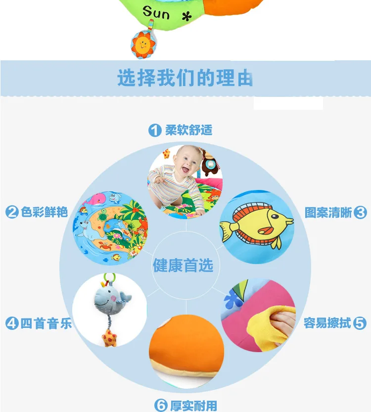 Одеяло для музыкальной игры Joy океанов, детский фитнес-коврик для ползания, развивающая игрушка для детей 0-12 месяцев в возрасте от 1 до 2 лет