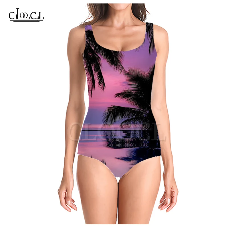 Женский слитный купальный костюм CLOOCL с растительным принтом в виде пальм и 3D