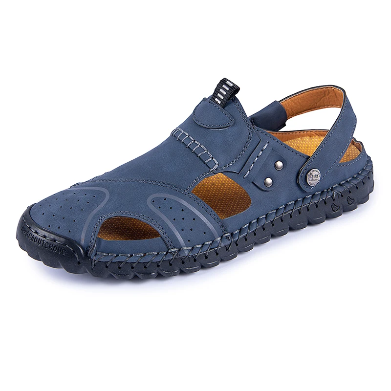 New Summer Men's Sandals Leather Breathable Soft Men's Beach Sandals Slides Handmade Sandals Roman Platform Outdoor Slippers Hot