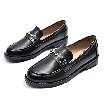 

2020 Spring Horsebit Buckle Loafers Women's Platform Flats Shoes Fashion Korean Version Of The Comfortable And Lacquered Single