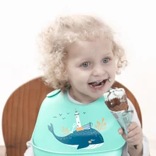 Детские нагрудники из водонепроницаемого силикона с карманом для детского питания, стерео водонепроницаемый супер мягкий карман для еды, детский Слюнявчик с карманом, без стирки