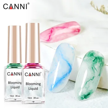 

CANNI Blooming Liquid 15ml Glass Bottlle 10 Colors + Glitter + Transparent Liquid Watercolor Blossom for UV LED Nail Gel Polish