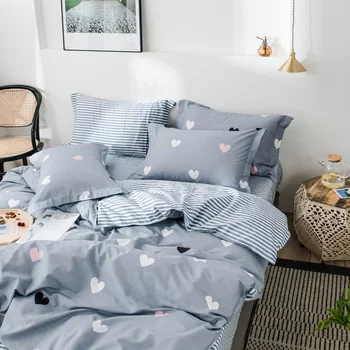 

Heart 78"x90" Duvet Cover Set by flat sheet pillow case 100% cotton 4pcs kids bedding set