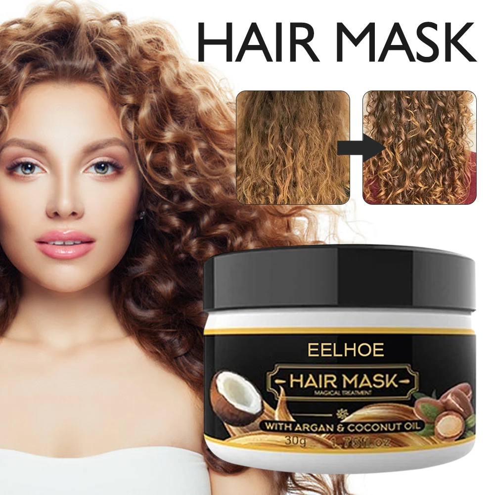 30g Coconut Oil Hair Care Mask Curly Lofting Cream Repairs Damaged Roots And Nourishes Scalp Treatments TSLM1 | Красота и здоровье