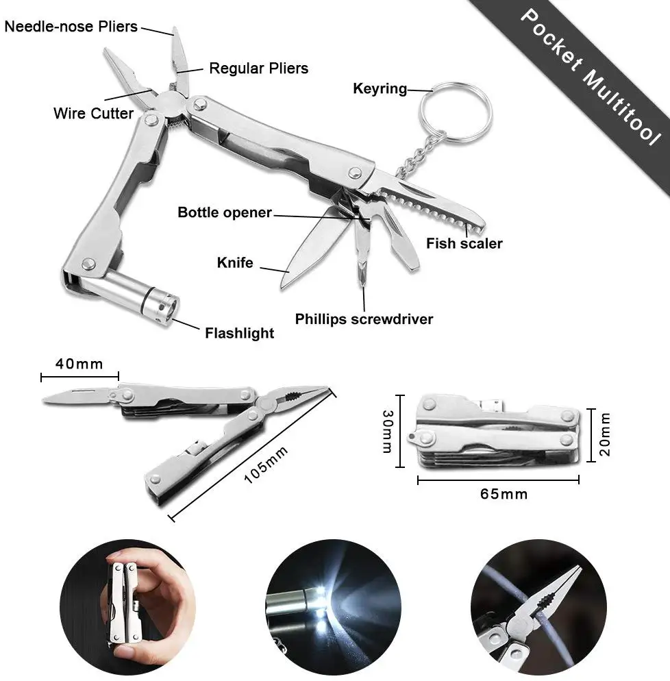 Наружные портативные многофункциональные плоскогубцы, нож со светодиодным фонариком, отвертка, многофункциональные инструменты, мини плоскогубцы, инструменты для охоты, кемпинга, рыбалки