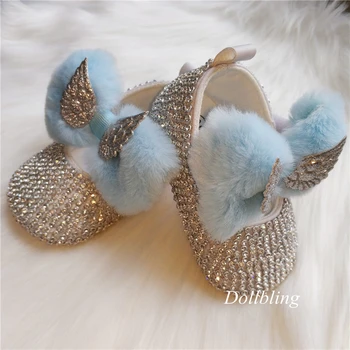

Original handmade baby soft shoes angel wings crystal shoes full moon banquet 100-day banquet photo high-end customization