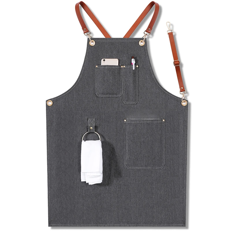 Denim BBQ Cleaning Apron Cooking Kitchen Bib Chef Florist Bartender Neutral Cowboy Antifouling Waiter | Дом и сад