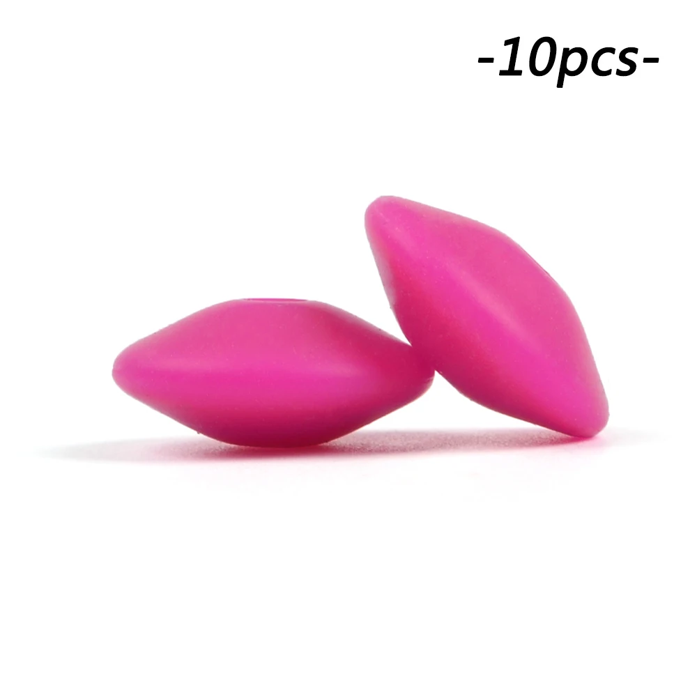 violet red 10 шт./лот, силиконовые бусины чечевица, 15 мм, ожерелье для прорезывания зубов, игрушка для прорезывания зубов, силиконовая игрушка, BPA бесплатно, DIY, подвески для новорожденных, аксессуары для кормления - Цвет: violet red