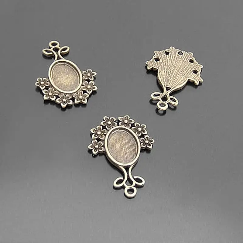 

(21083)20PCS Antique Bronze Zinc Alloy Inside size:14*10MM Alloy Cameo settings Jewelry Making Supplies Diy Findings Accessories
