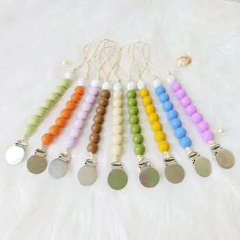 

Food Grade Baby Silicone Teethers Handmade Pacifier Clip Holder Chain Silicone Pacifier Chains Teether Toy for Newborn