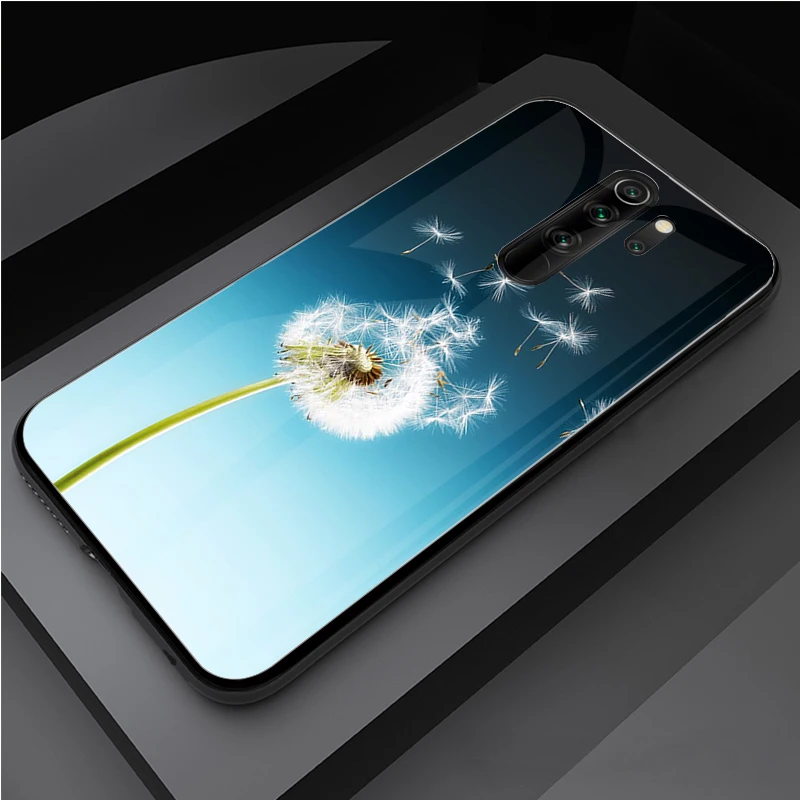 leather case for xiaomi Dandelion flower Tempered Glass Phone Case For Redmi Note 5 6 7 8 9 Pro Note8T Note9S Redmi8 9 Cover Shell xiaomi leather case custom Cases For Xiaomi