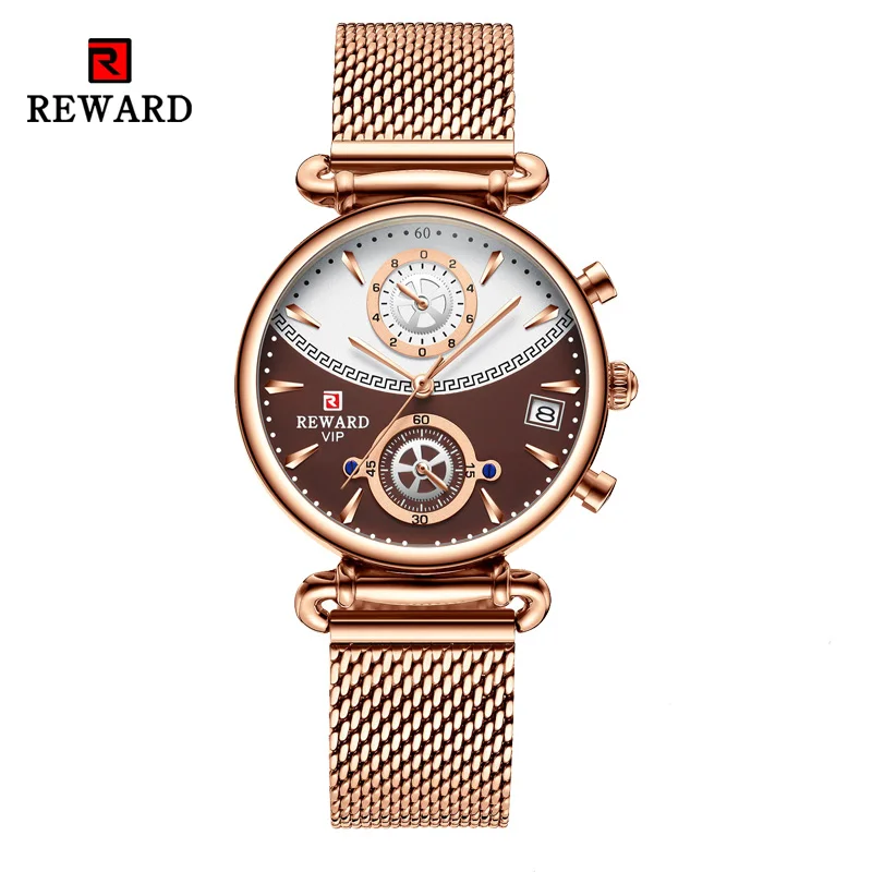REWARD Women Watches Fashion Rose Gold Female Clock Business Quartz