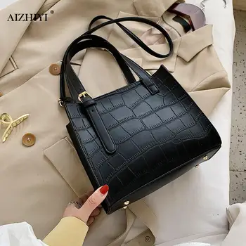 

Fashion Alligator Pattern Crossbody Handbag Totes Women Casual Solid Color PU Leather Shoulder Purse Female Portable Travel bag