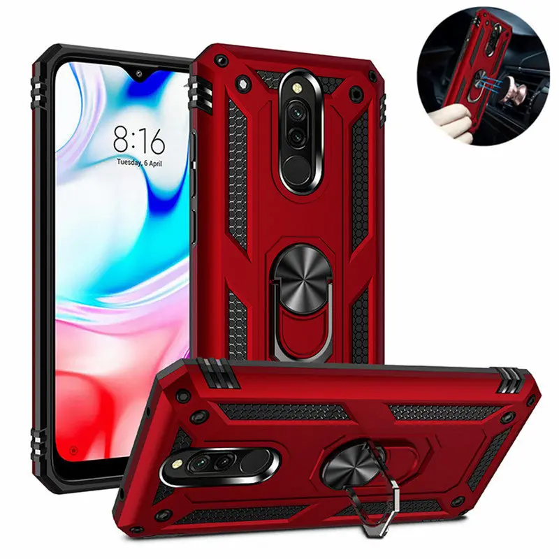 Роскошный бронированный чехол для Xiaomi Redmi 8 8A магнитный автомобильный держатель