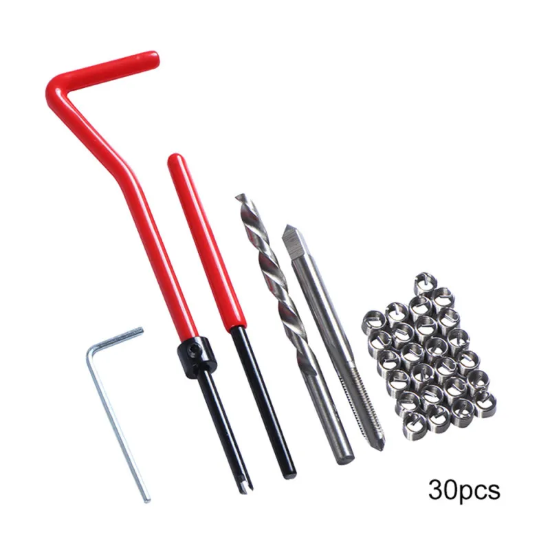 

30PCS M5/M6/M8/Thread Repair Tool Kit for Restoring Damaged Threads Spanner Wrench Twist Drill Bit Kit High Speed Steel Tap Die