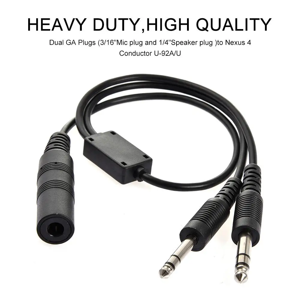 

Aviation Helicopter Headset To Aviation Dual Plugs Helicopter Conversion Line For Clark AVCOMM U 174 Dual GA Plugs