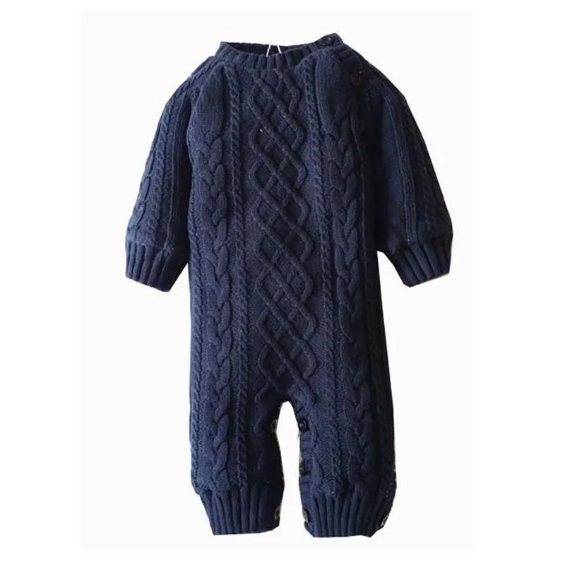 Утепленный теплый вязаный свитер с капюшоном для новорожденных мальчиков и девочек, комбинезон для малышей, Комбинезоны для младенцев, зимняя одежда для детей от 0 до 18 месяцев - Цвет: 11