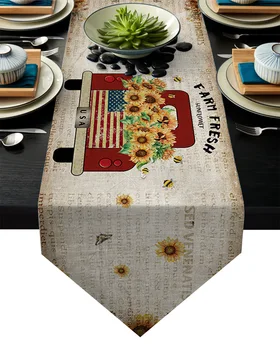 

Sunflower Farm Vintage Old Newspaper Table Runner Table Flag Home Party Decorative Tablecloth Table Runners