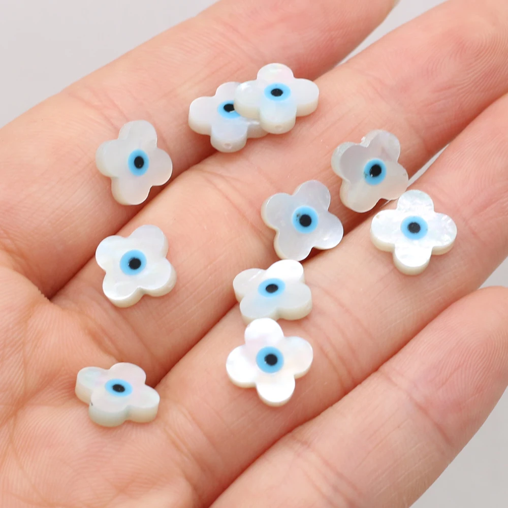 4 Stück natürliche Muschel blau griechisches Auge böser Blick Perlmutt Perlen Charms für DIY Schmuckherstellung Halskette Armband Zubehör – Detail 3