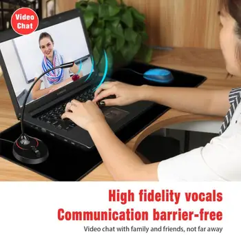 

Illuminated USB Microphone Condenser Microphone Free Drive 360 Degree Bendable Voice Chat Video Conference Universal Mic