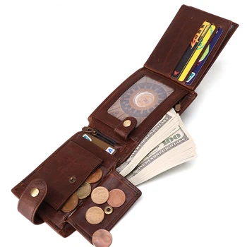 

Leather Wallets for Men Bifold RFID Blocking Wallet with ID Window 517D