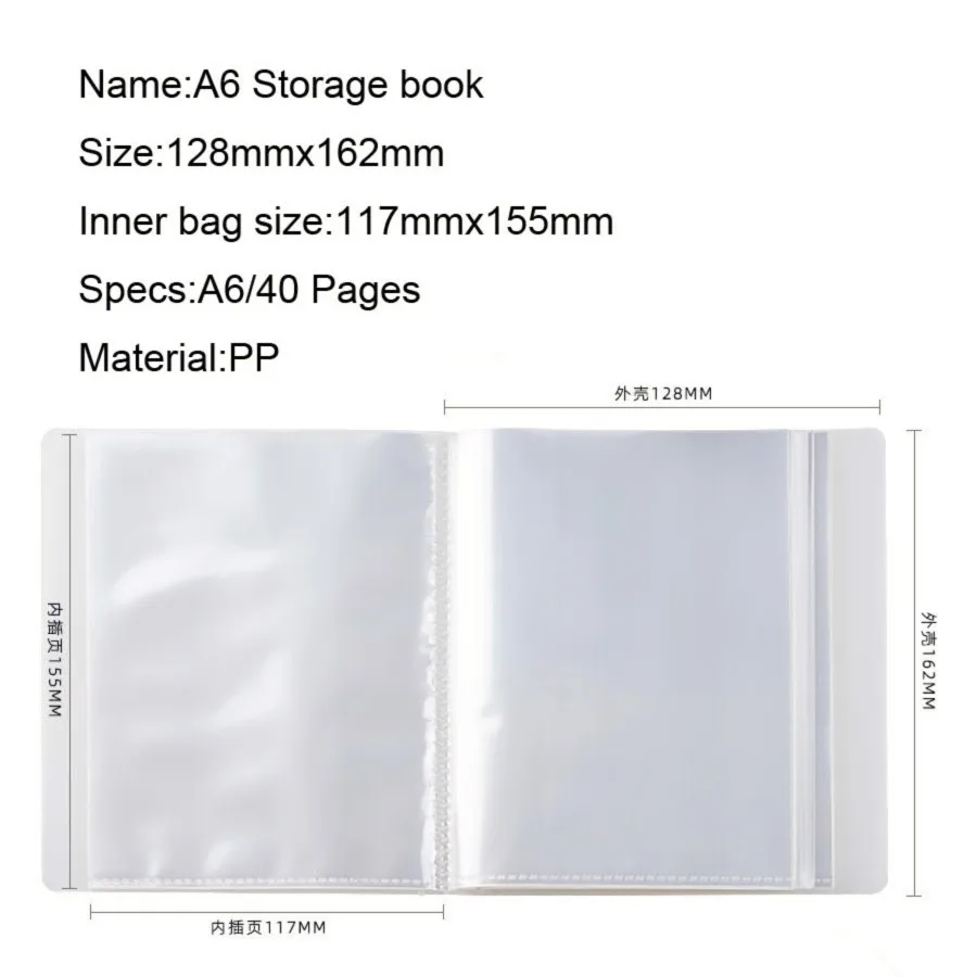 40 Sheets A6 Pocket Book Large Capacity Organizer Memo Card Bills Ticket Stickers Bag Holder Stationery School Office Supplies stationery organizer,document organizer,stationery storage box