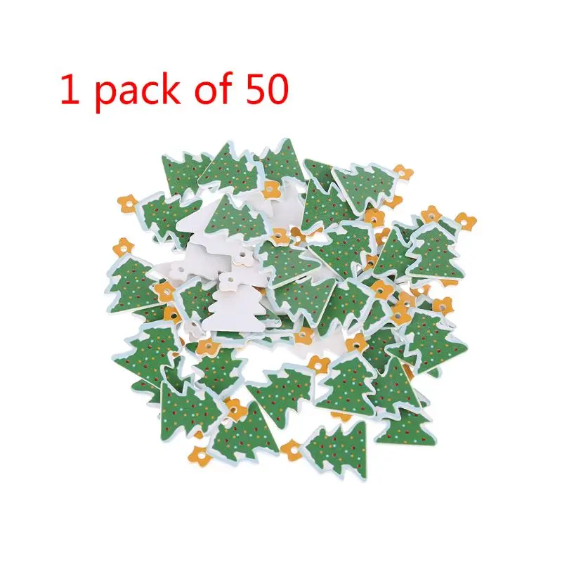 50pcs Christmas Ornaments Natural Wood Chips Hanging Pendant DIY Xmas Tree Home Decor New Year Gifts