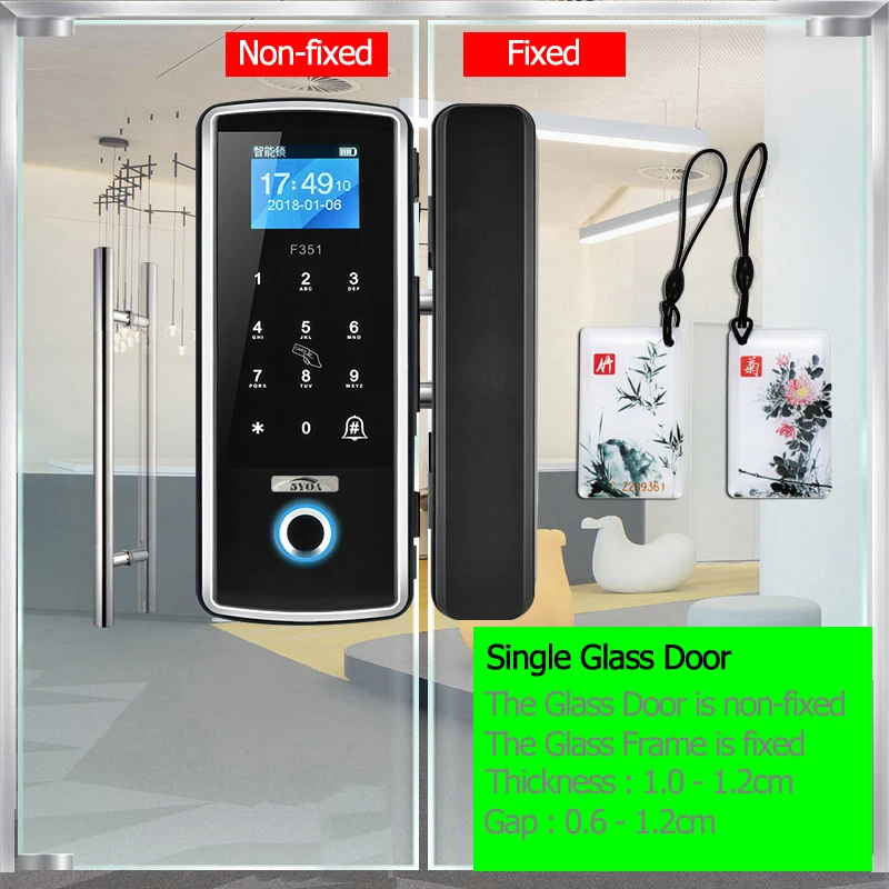 Smart Door Fingerprint Lock Electronic Digital Gate Opener Electric RFID Biometric finger print security Glass Password Card