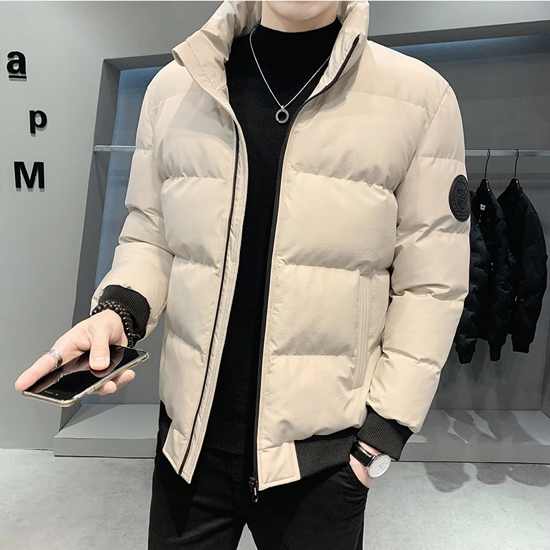 2022 winter new men\'s cotton jacket fashion solid color thick coat warm coat Large size