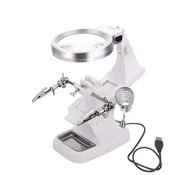 

Welding magnifying glass LED Light 3X 4.5X lens Auxiliary Clip loupe desktop Magnifier third hand soldering Repair Tool
