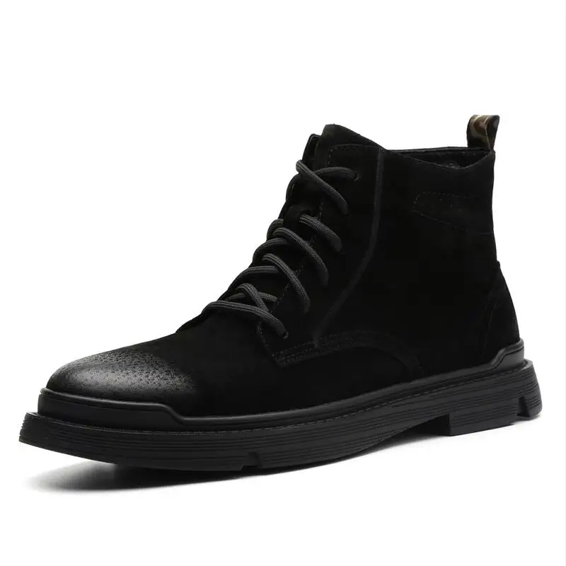 Мужские повседневные ковбойские ботинки обувь из натуральной кожи для