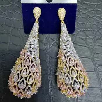 

GODKI 2020 Christmas Mushroom Charms Long Statement Dangle Earrings for Women Wedding Fashion Cubic Zircon Bohemia Jewelry