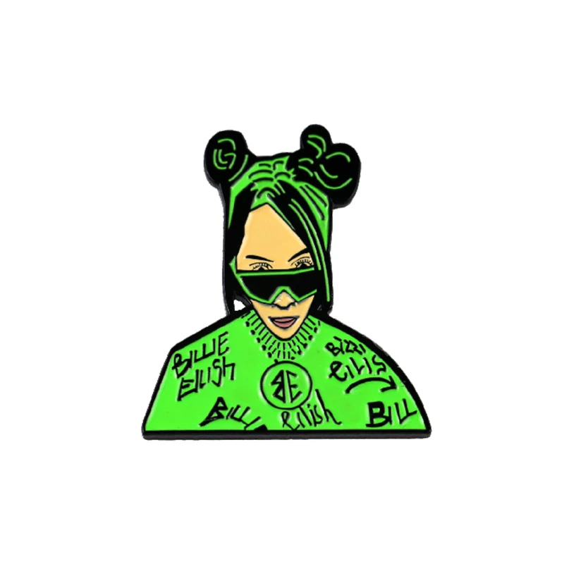 Billie Eilish брошь на булавке с отворотом, эмаль, забавные булавки и броши, рюкзак, сумки, значок, одежда, подарок для женщин, модное ювелирное изделие