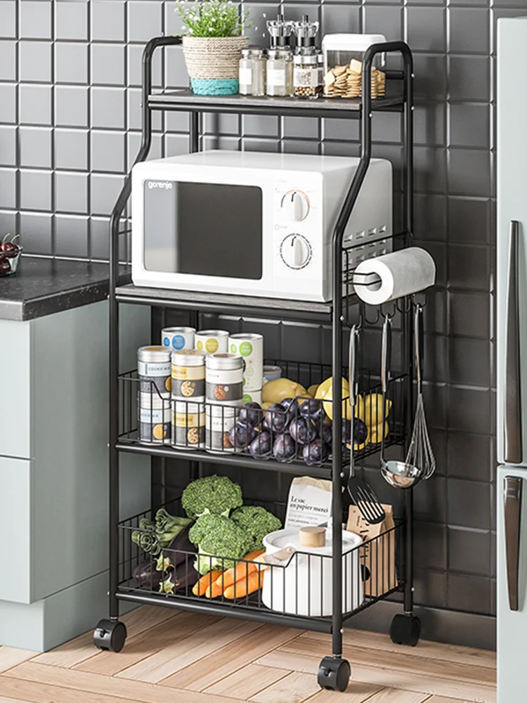 Kitchen rack storage rack with wheels removable trolley oven microwave oven vegetable rack spice rack shelf Kitchen rack storage rack with wheels removable trolley oven microwave oven vegetable rack spice rack shelf