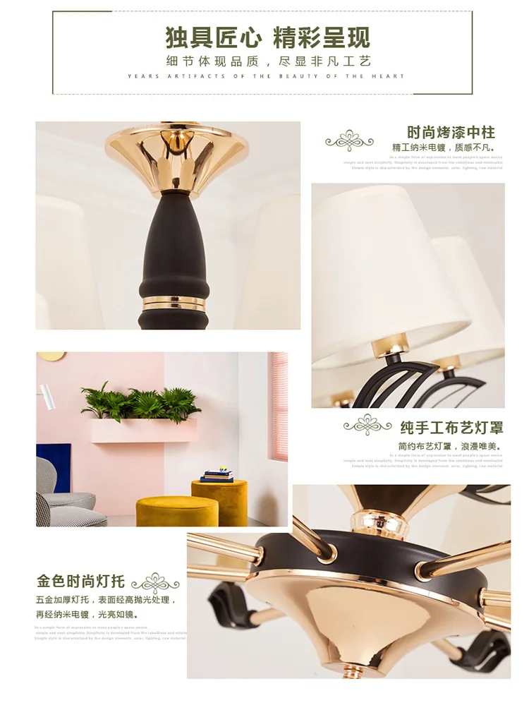 American Living Room Iron Grinding Glass Chandelier Modern Simple Dining Room Hotel Villa Bedroom Chandelier