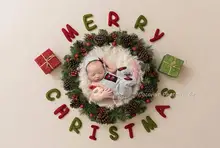 

Coconut Newborn Photography Props Christmas letters Merry Christmas Hand-stitched felt baby photo decoration Neonatal