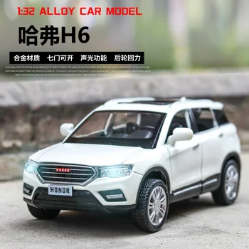 

High simulation 1:32 Car Model SUV Haver H6 Diecast Toy Vehicles Alloy Model Sound And Light Pull Back Wheel For Children Thomas