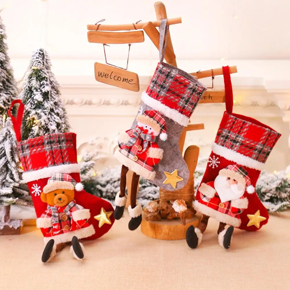 

Huiran Christmas Mini Stockings Bag Christmas Tree Decorations For Home Santa Claus Candy Gift Bag Kids Xmas Ornaments Navidad