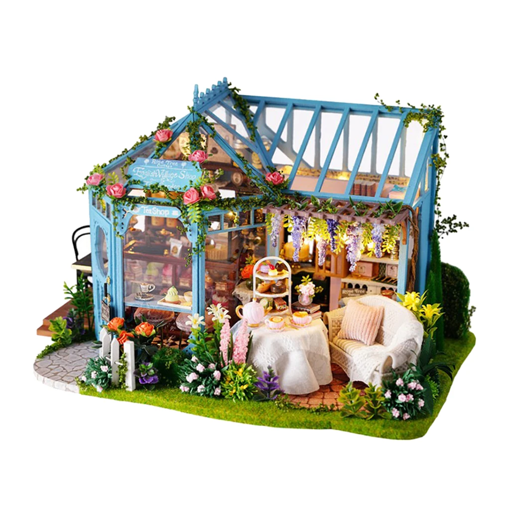 1/24 DIY Wooden 3D Miniature Dollhouse Model Kit Garden Cake Shop Tea House