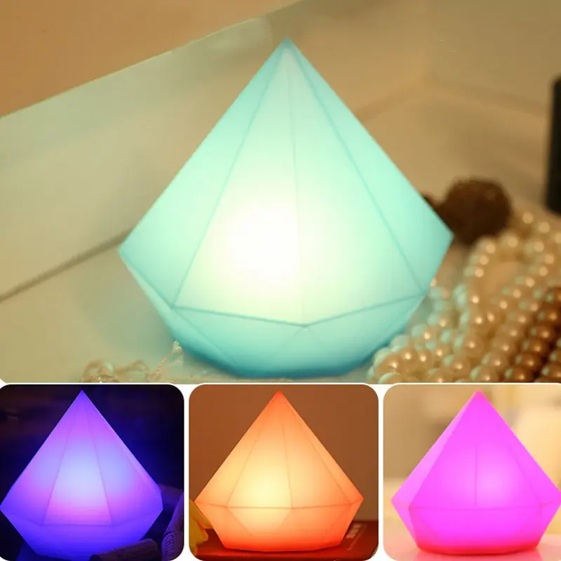 

Diamond Silicone Night Light LED Flapping Discoloration Battery Powered Portable Child Room Bedside High Quality Night Light