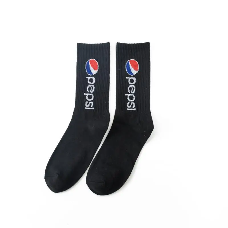 Новая мода харадзюку ins tide носки мужские высокие уличные хип-хоп носки теплые, мягкие, забавные новые носки унисекс уличные трендовые носки Пепси - Цвет: black Pepsi