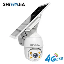 Shiwojia 4G Sim Card Solar Batterij Ptz Camera 1080P Cctv Outdoor Surveillance Smart Home Alarm Standby Voor Farm ranch Bos Een