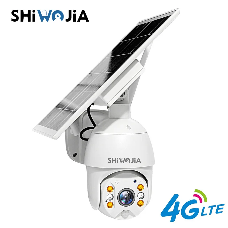 SHIWOJIA 4G sim карта солнечная батарея PTZ камера 1080P CCTV наружное наблюдение умный дом
