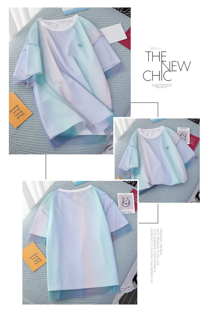 ATEEZ Highstreet элегантный контрастный кружевной тонкий приталенный однотонный прозрачный пуловер Футболка женская Повседневная Женская футболка топ Корейская одежда Femme